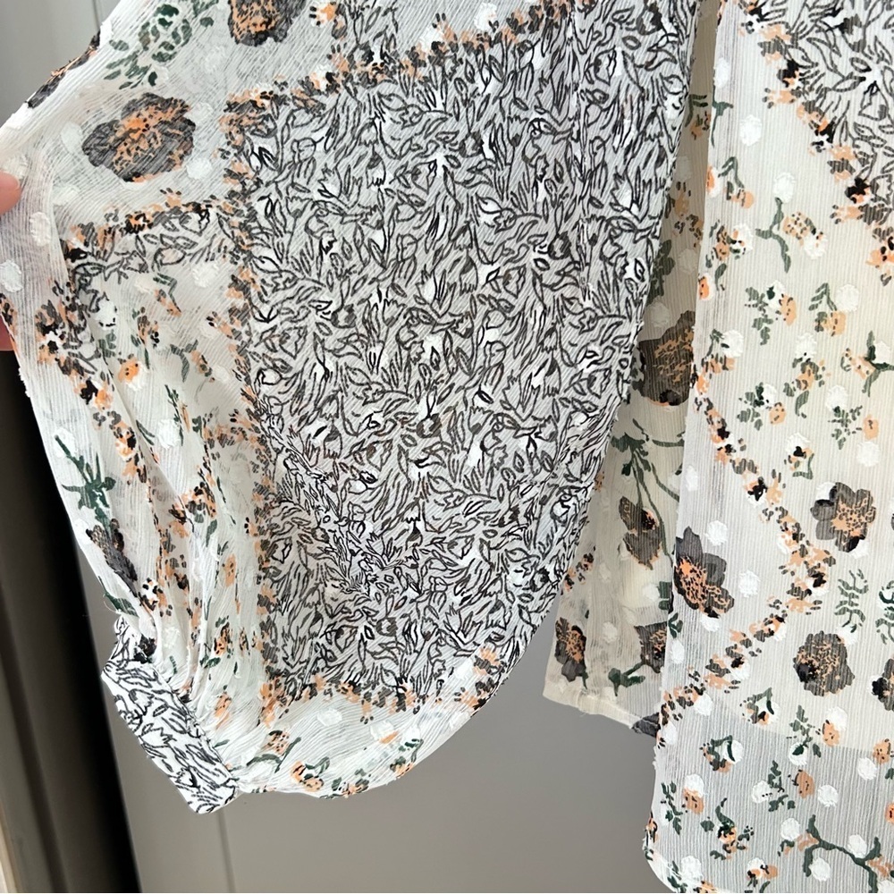 Boho Long Sleeve Blouse Large Patch Work Cottagecore Sweet Magnolia Peasant - Picture 5 of 8